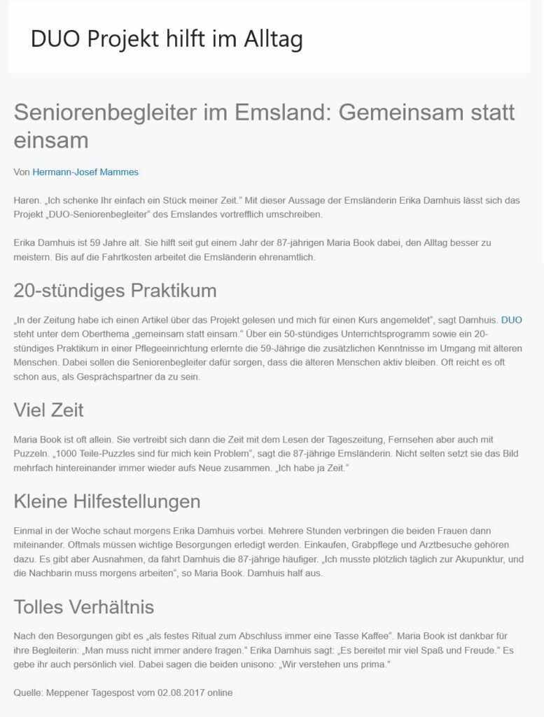 2017 DUO Projekt hilft im Alltag