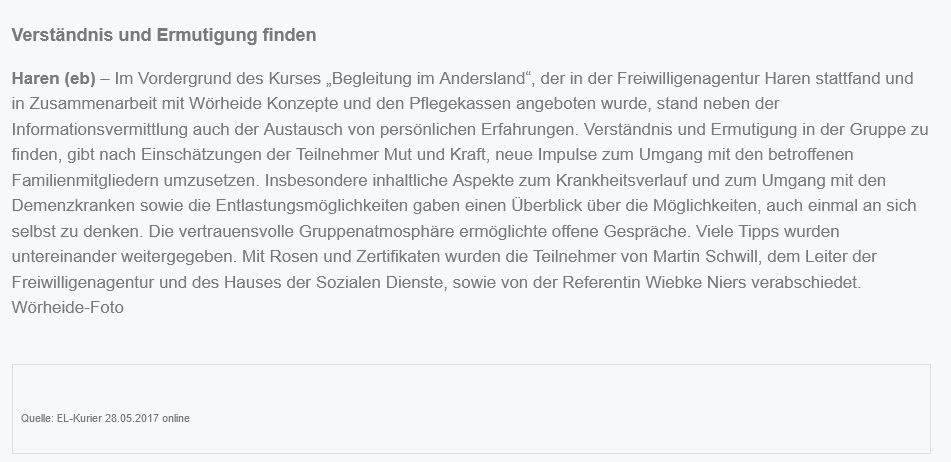 2017 Verständnis und Ermutigung