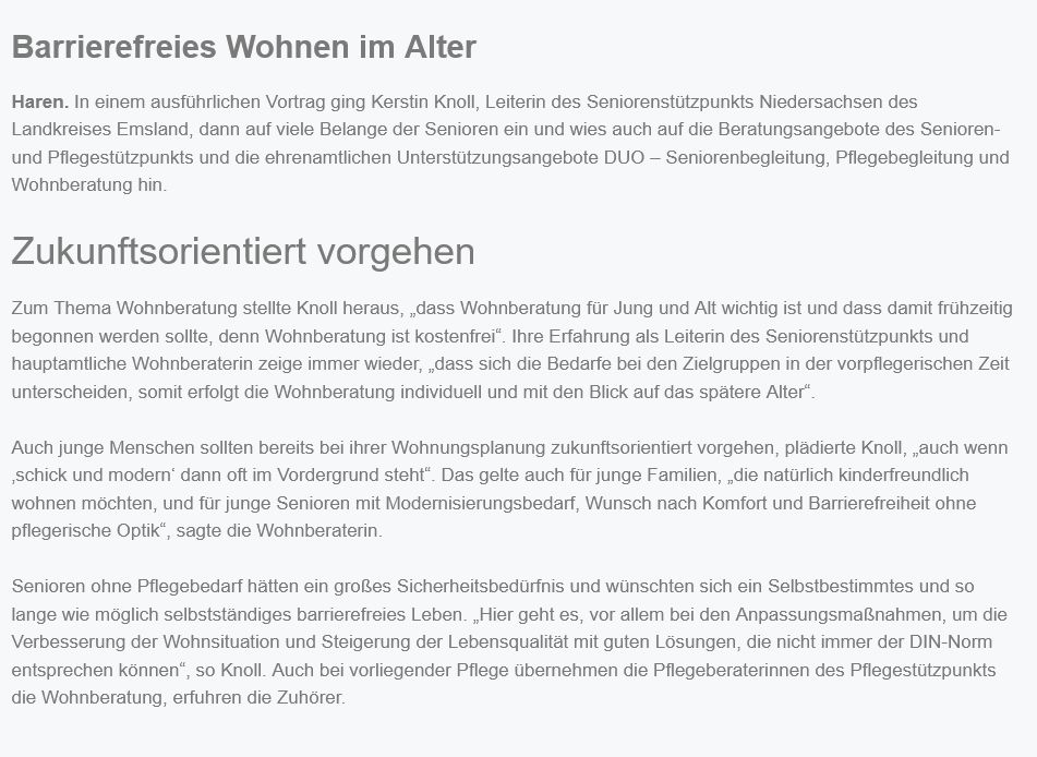 2018 Barrierefreies Wohnen im Alter