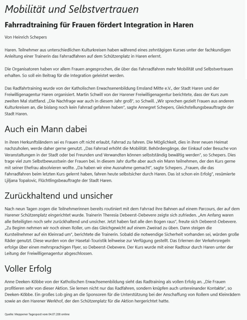 2018 Das Selbstbewußtsein gestärkt