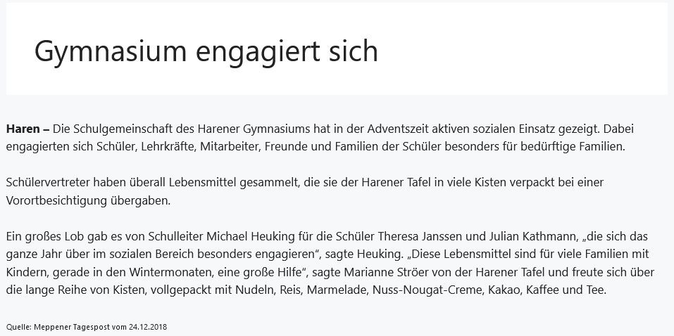 2018 Gymnasium engagiert sich