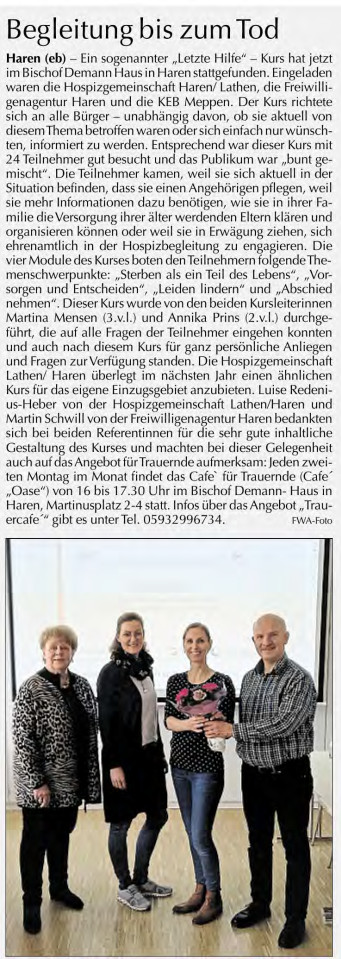 Begleitung bis zum Tod